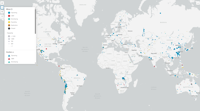 ICSG Interactive Map of Copper Mines, Smelters and Refineries